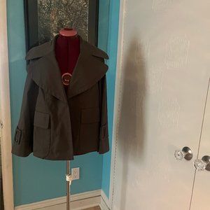 Deep Olive, Wide Collared Jacket by Zara